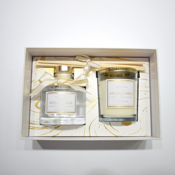 Luxury Home Fragrance Reed Diffuser Aromatherapy Candle Scented Gift Set