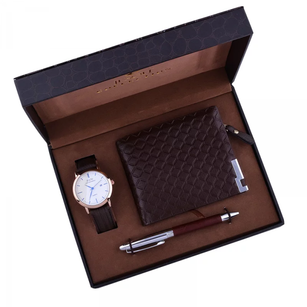 Luxury Leather Wallet,watch & Pen Set