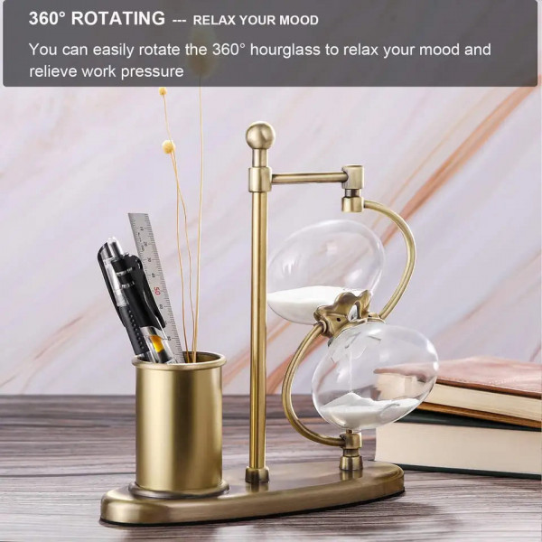 360 Rotating Sand Hourglass Pen Holder (60 Min)