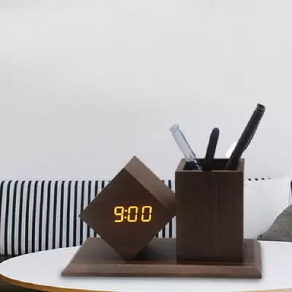 Digital Led Pendulum Clock With Pen Holder & Alarm Clock