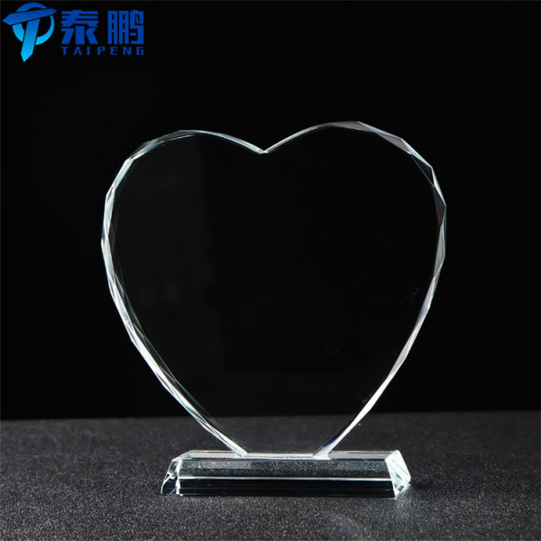 3d Heart Trophy Engraving Crystal Glass 