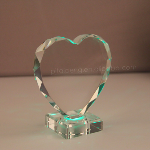 3d Heart Trophy Engraving Crystal Glass 
