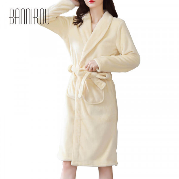 Cream Long Winter Robes For Ladies