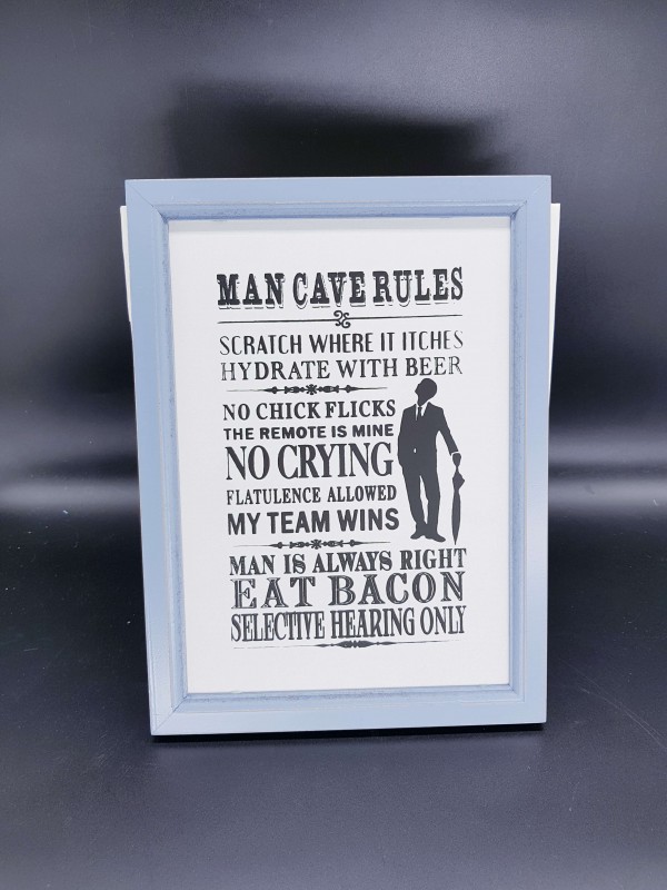 Man Cave Rules Frame A4