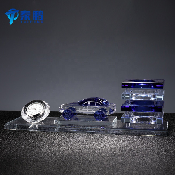 Car Crystal Pen Holder With Clock