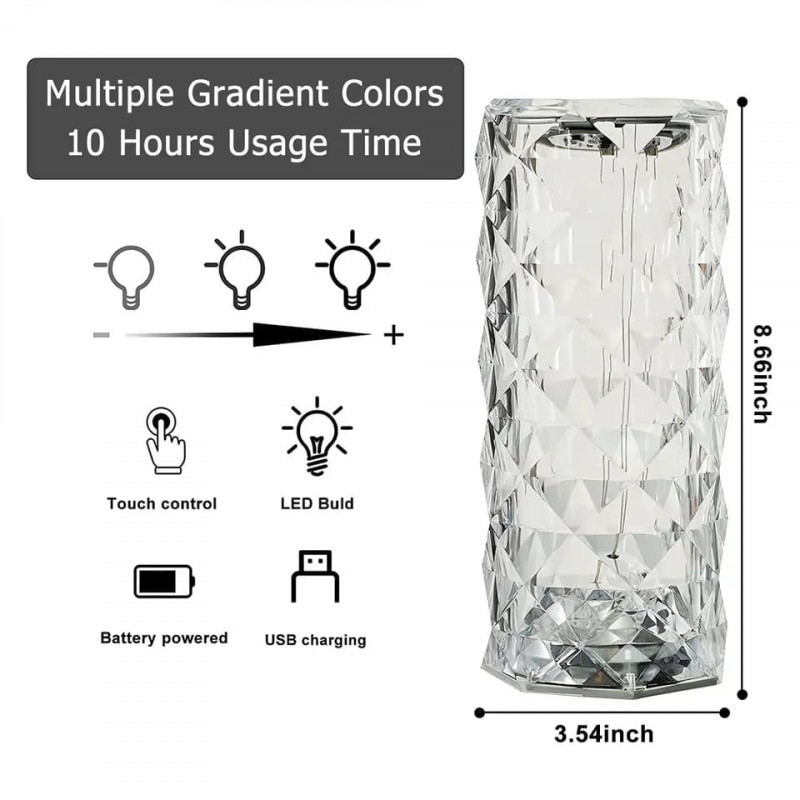 Crystal Rose Diamond Bar 16 Color Changing Led Lamp
