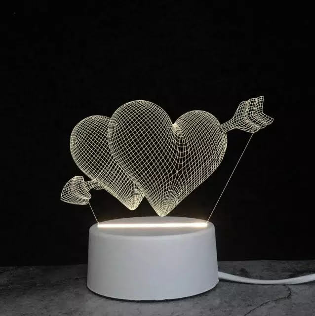 Double Love Heart 3d Illusion Led Lamp