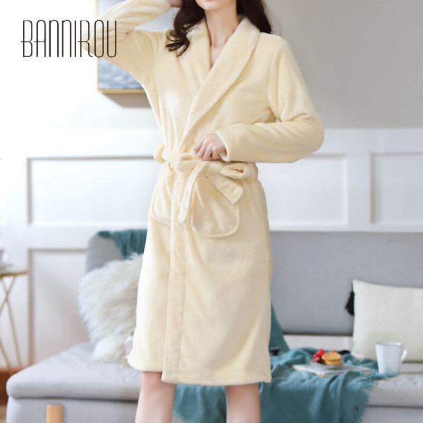 Cream Long Winter Robes For Ladies